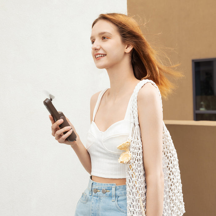 Jisulife Handheld Fan Life8 Plus Portable USB Fan with Power Bank Function 4500mAh and Flashlight - Brown