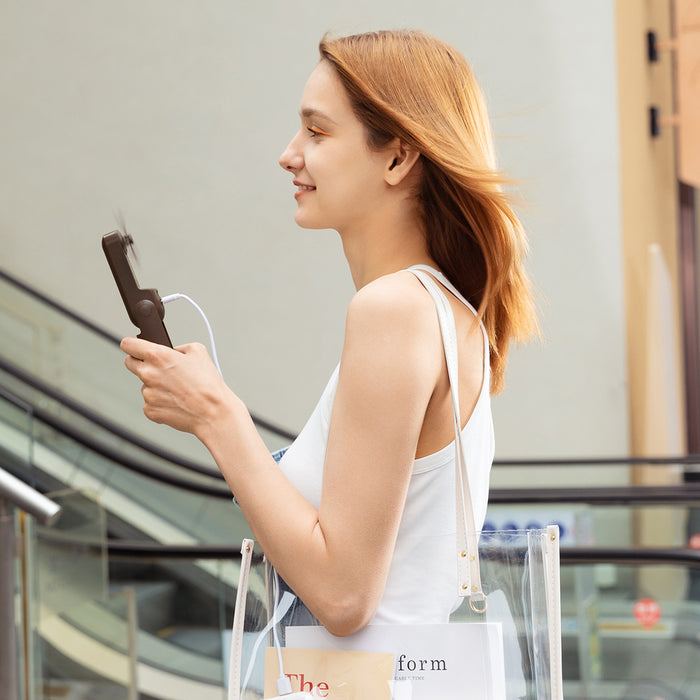 Jisulife Handheld Fan Life8 Plus Portable USB Fan with Power Bank Function 4500mAh and Flashlight - Brown