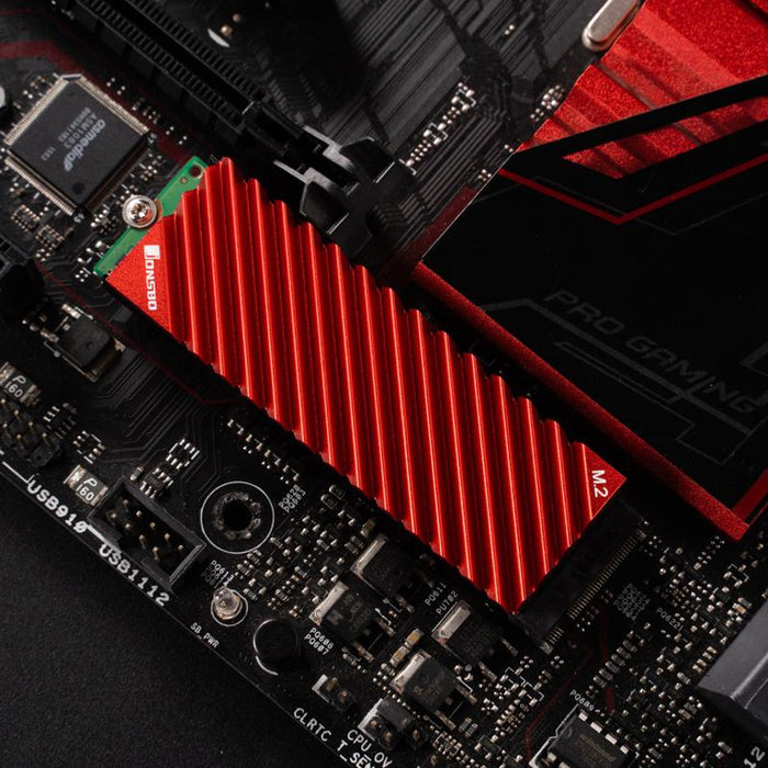 Passive cooler Jonsbo M.2 SSD, ribbed, Red