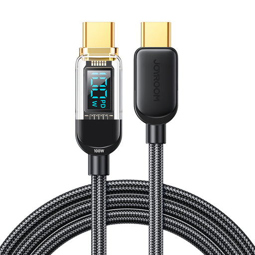 Joyroom A4 USB-C / USB-C 100W 1.2m Cable with Display - Black - Cell phone cables<<<HurtelXML&&&Type-C