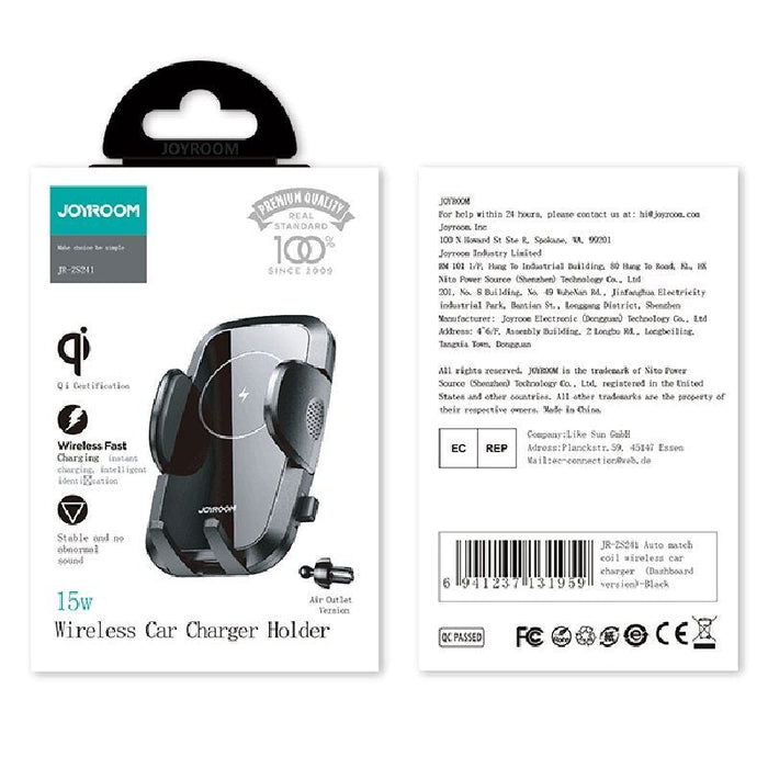 Joyroom car air vent holder Qi wireless charger 15W black (JR-ZS241) - Cell phone holders<<<HurtelXML&&&Car