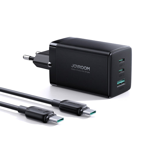 Joyroom fast GaN charger 65W USB-A 2x USB-C black + USB-C - USB-C cable 100W 1.2m (TCG01) - Cell phone USB