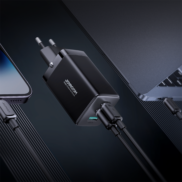 Joyroom fast GaN charger 65W USB-A 2x USB-C black + USB-C - USB-C cable 100W 1.2m (TCG01) - Cell phone USB