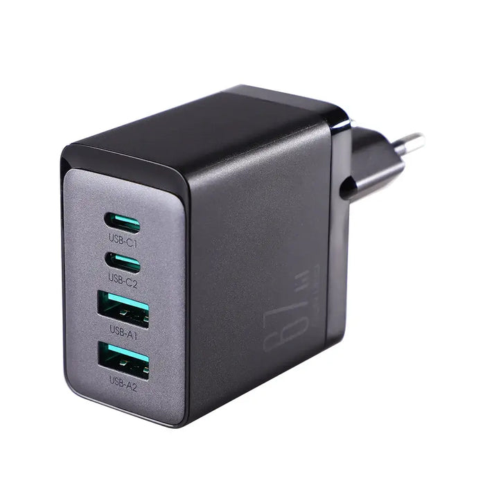 Joyroom GaN charger 67W 4 ports (2x USB 2x USB C) black (TCG02) + USB C - USB C cable 100W 1.2m - Travel