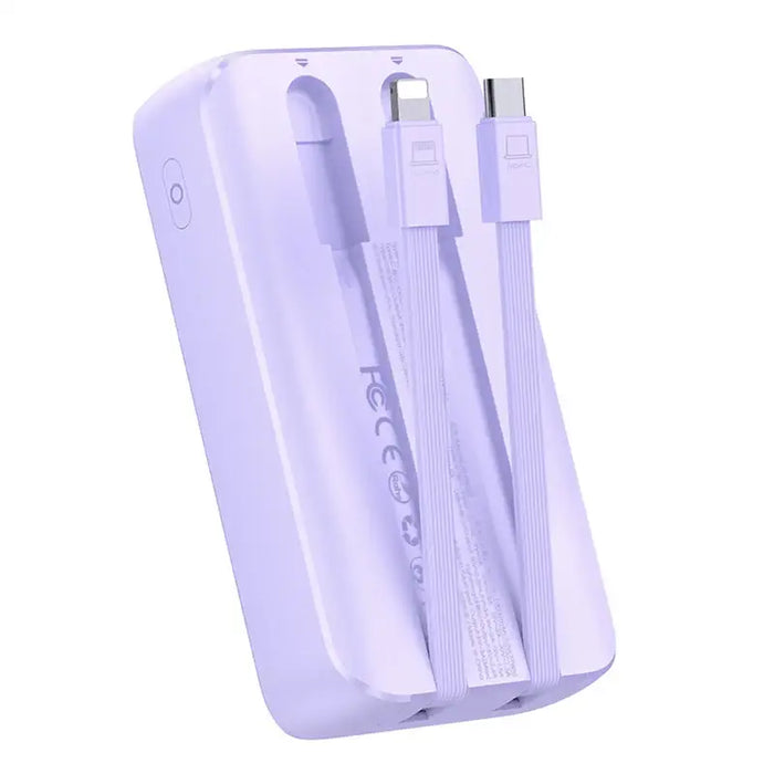 Joyroom JR-PBC06 mini power bank with built-in USB-C / Lightning cables 30W 10000mAh - purple - Powerbanks<<<HurtelXML