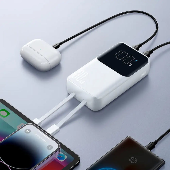Joyroom JR-PBC07 20000mAh 30W mini power bank with USB-C and Lightning cables - white - Power