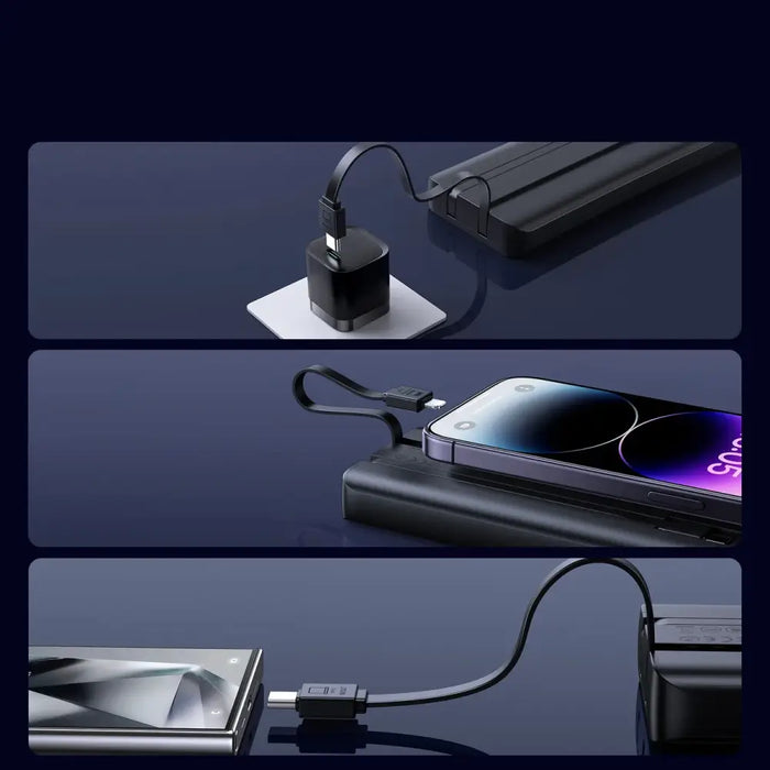 Joyroom JR-PBF19 22.5W 10000mAh Powerbank with Two Built-in Cables - Black - Powerbanks<<<HurtelXML