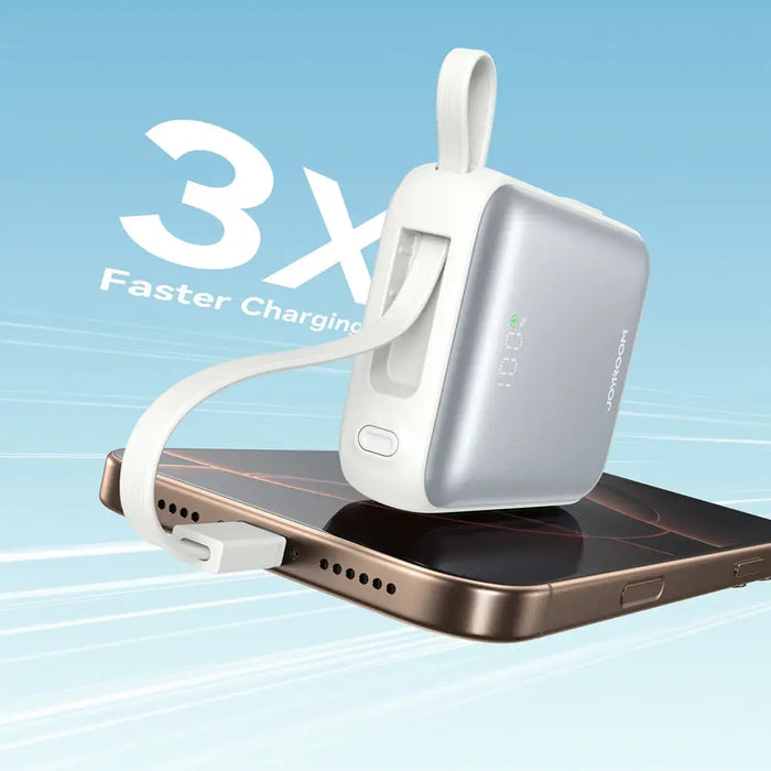 Joyroom JR-PBF27 10000mAh 22.5W Powerbank with Built-in USB-C and Lightning Cables - White - Powerbanks<<<HurtelXML