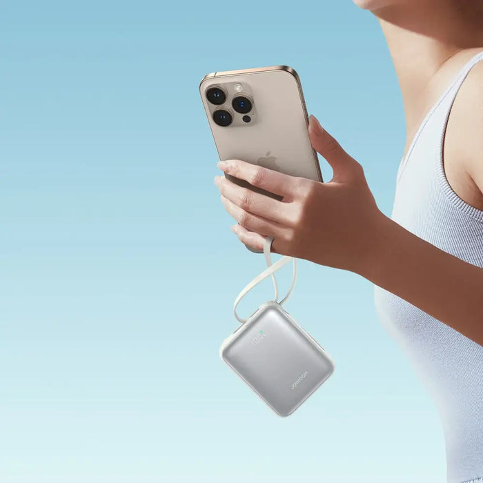 Joyroom JR-PBF27 10000mAh 22.5W Powerbank with Built-in USB-C and Lightning Cables - White - Powerbanks<<<HurtelXML