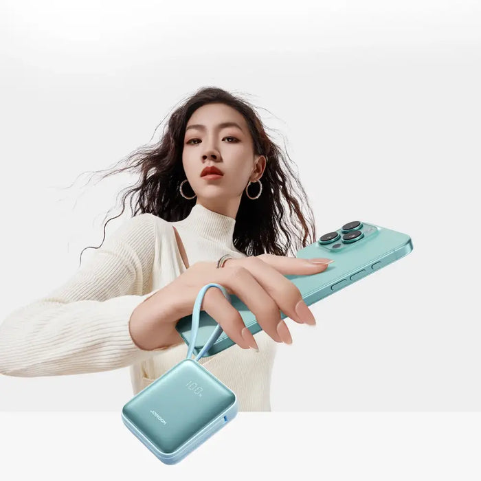 Joyroom JR-PBF27 22.5W 10000mAh Powerbank with Two Built-in Cables - Blue - Powerbanks<<<HurtelXML