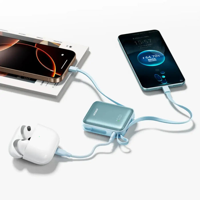 Joyroom JR-PBF27 22.5W 10000mAh Powerbank with Two Built-in Cables - Blue - Powerbanks<<<HurtelXML