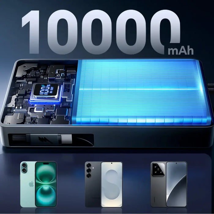 Joyroom JR-PR1 10000mAh 22.5W Powerbank with Built-in Retractable USB-C Cable - Black - Powerbanks<<<HurtelXML