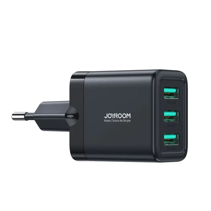 Joyroom JR-TCN02 3xUSB-A 17W 3.4A mains charger - black - Lightning cable<<<Accessories<<<Основна<<<DunaXML&&&Cell
