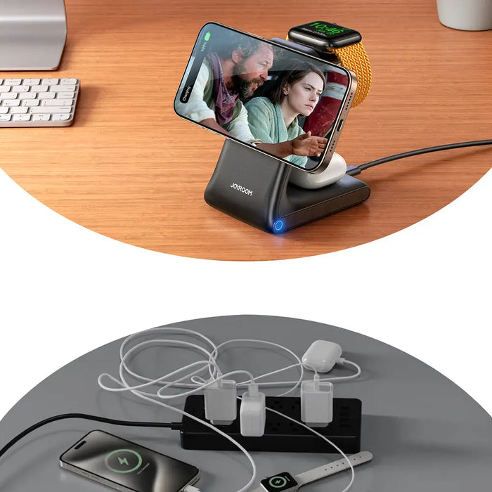 Joyroom JR-W15 Wireless Charger 3 in 1 Charging Station with MagSafe - Black - Cell phone USB charger<<<HurtelXML