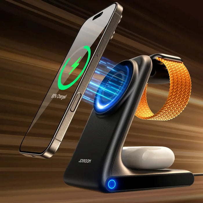 Joyroom JR-W15 Wireless Charger 3 in 1 Charging Station with MagSafe - Black - Cell phone USB charger<<<HurtelXML