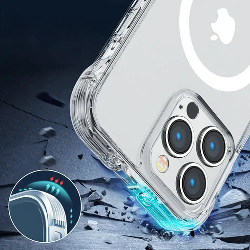 Joyroom Magnetic Defender Magnetic Case for iPhone 14 Pro Max Armored Cover with Hooks Stand Clear (MagSafe Compatible)