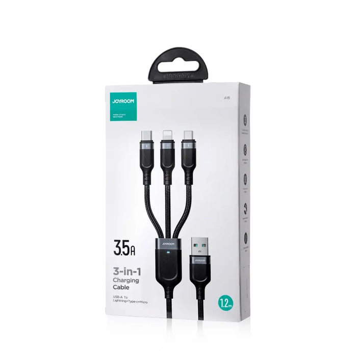 Joyroom Multi-Use Series S-A18 3in1 USB-A - Lightning / USB-C / micro USB cable 1.2m - black - Cell phone
