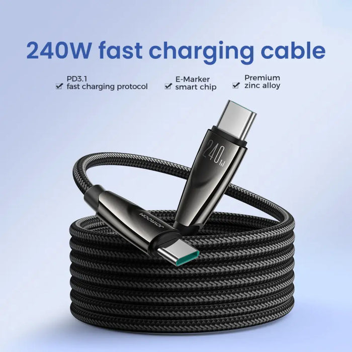Joyroom Pioneer Series SA31-CC5 USB-C / USB-C 240W Cable 1.2m - Black - Cell phone cables<<<HurtelXML
