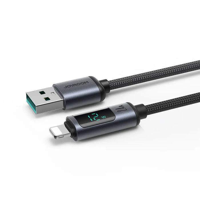 Joyroom Prism Series A16 Lightning / USB-A Cable 2.4A 1.2m with LED Display - Black - Cell phone cables<<<HurtelXML