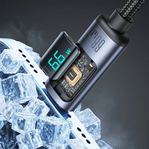 Joyroom Prism Series A16 USB-C / USB-A Cable 66W 1.2m with LED Display - Black - Cell phone cables<<<HurtelXML