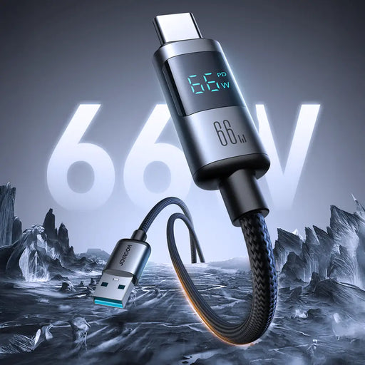 Joyroom S-A16 Pro Prism Series 66W USB-A - USB-C Cable with Display 1.2m - Black - Cell phone cables<<<HurtelXML