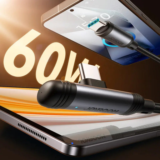 Joyroom S-A56 EnjoyX Series 90° USB-C - USB-C cable 60W 1.2m - black - Cell phone cables<<<HurtelXML