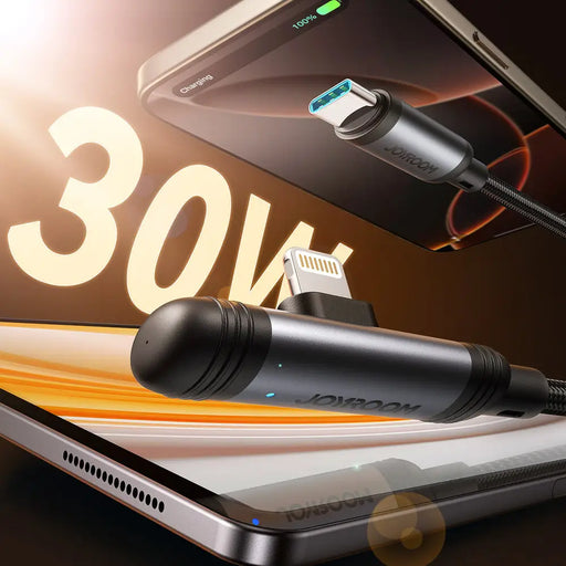 Joyroom S-A56 EnjoyX Series 90° USB-C - Lightning cable 30W 1.2m - black - Cell phone cables<<<HurtelXML
