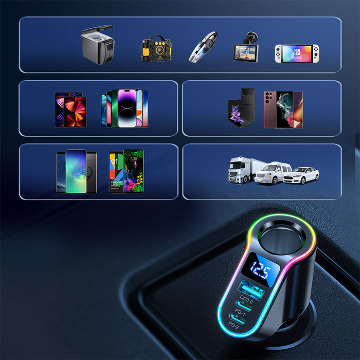 Joyroom fast car charger 4in1 USB-A QC3.0 / 2xUSB-C PD 150W black (JR-CL21)