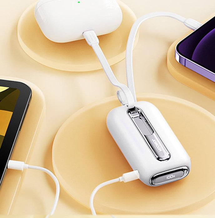 Joyroom mini powerbank 10000mAh Colorful Series 22.5W with 2 built-in USB C and Lightning cables white (JR-L012)