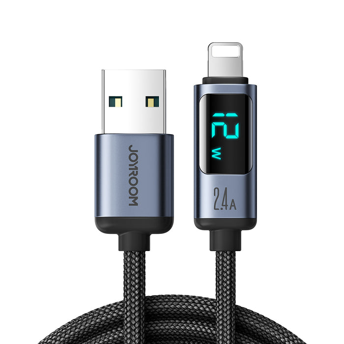 Joyroom Prism Series A16 Lightning / USB-A Cable 2.4A 1.2m with LED Display - Black