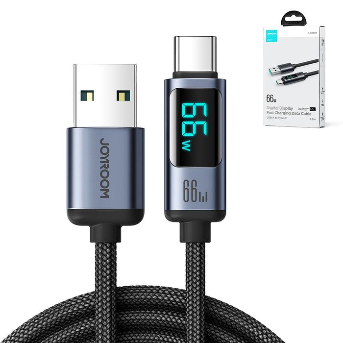 Joyroom Prism Series A16 USB-C / USB-A Cable 66W 1.2m with LED Display - Black