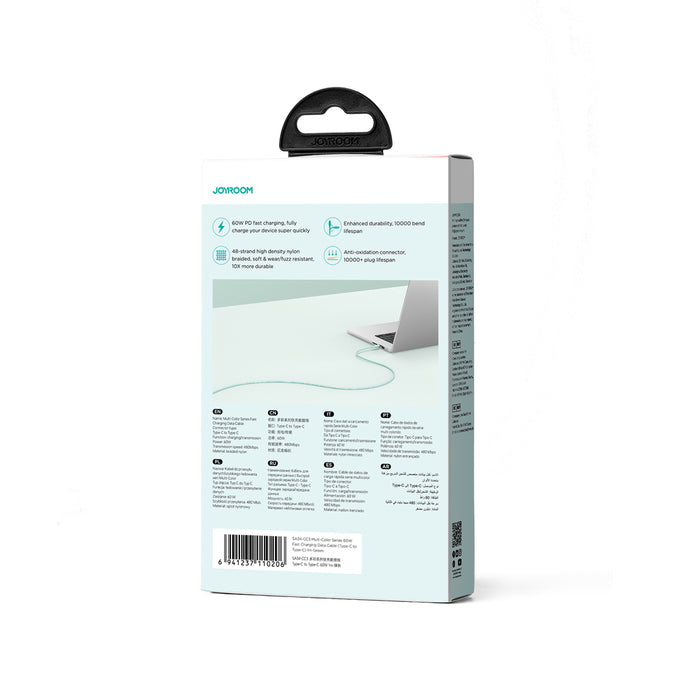 Joyroom Multi-Color Series S-A34 USB-C / USB-C PD 60W cable 1m - green