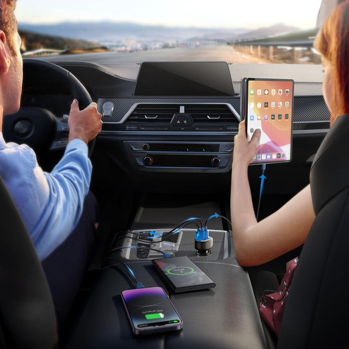 Joyroom JR-CCD04 30W 2x USB-C USB-A car charger with display - black