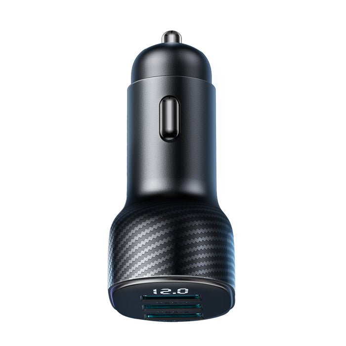 Joyroom JR-CCD03 3.4A Car Charger with Display 3x USB-A - Black