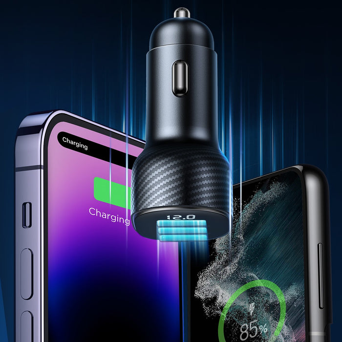 Joyroom JR-CCD03 3.4A Car Charger with Display 3x USB-A - Black