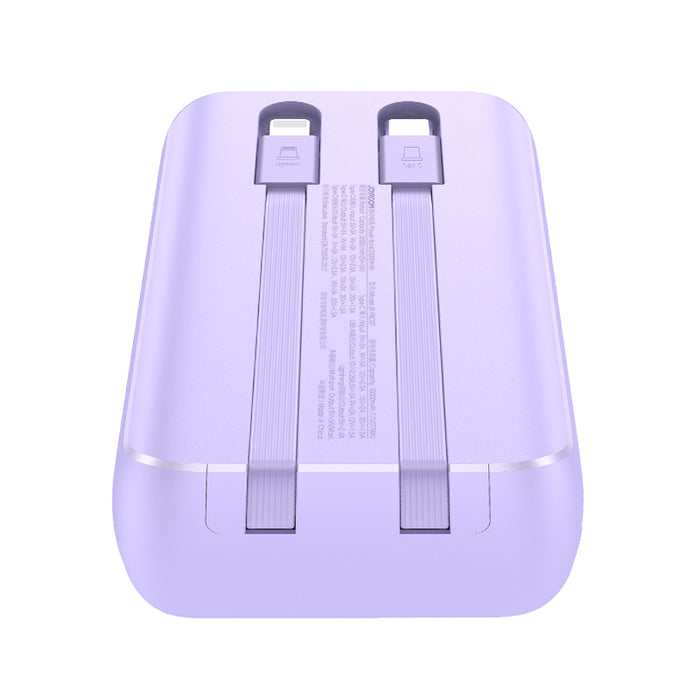 Joyroom JR-PBC06 mini power bank with built-in USB-C / Lightning cables 30W 10000mAh - purple