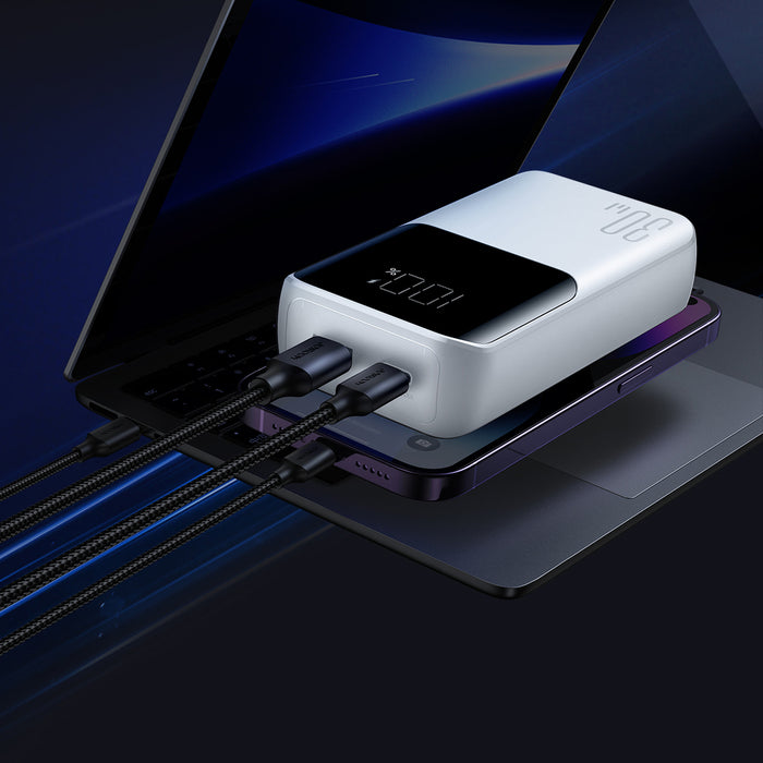 Mini power bank with built-in cables Joyroom JR-PBC06 30W 10000mAh - white