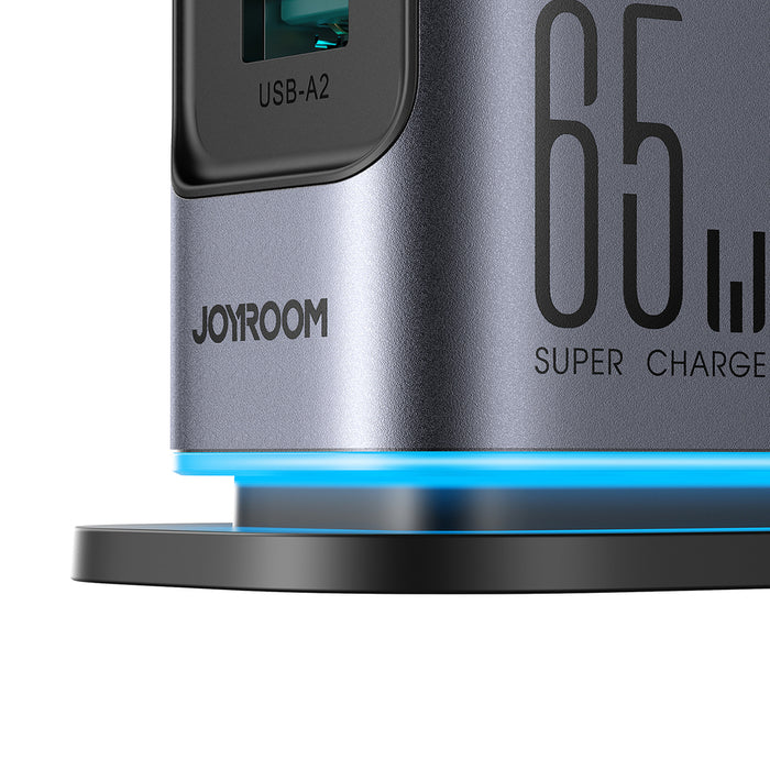 Joyroom JR-TCM02 Multiport GaN Charger 65W EU 4x USB-C 2x USB-A - Dark Gray
