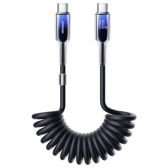 Joyroom S-A43 Crystal-Clear Series 60W USB-C - USB-C spiral cable 1.5m - black