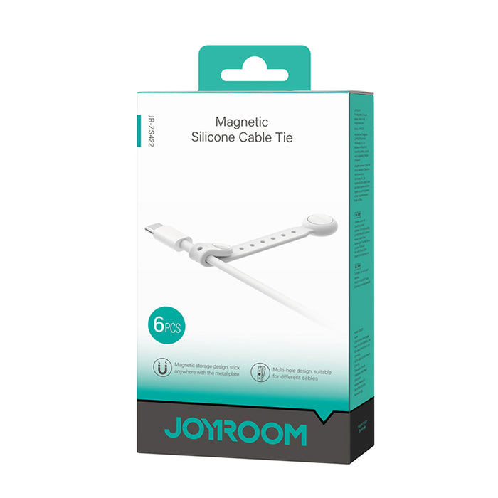Joyroom JR-ZS422 Cable Organizer Silicone Headband with Magnet, Set of 6 - White