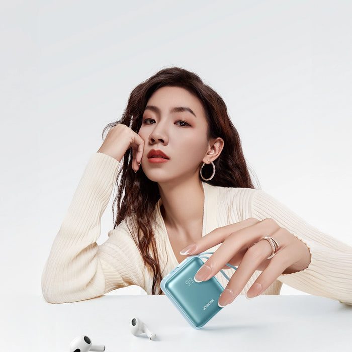 Joyroom JR-PBF27 22.5W 10000mAh Powerbank with Two Built-in Cables - Blue