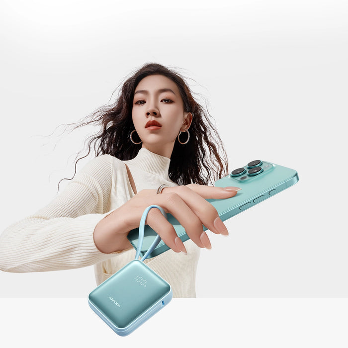 Joyroom JR-PBF27 22.5W 10000mAh Powerbank with Two Built-in Cables - Blue