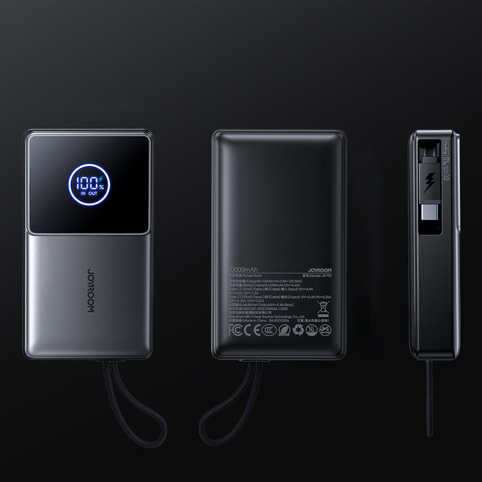 Joyroom JR-PR1 10000mAh 22.5W Powerbank with Built-in Retractable USB-C Cable - Black