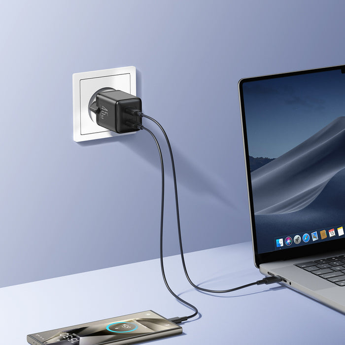 Joyroom JR-TCG17 45W 2 x USB-C wall charger (EU plug) - black