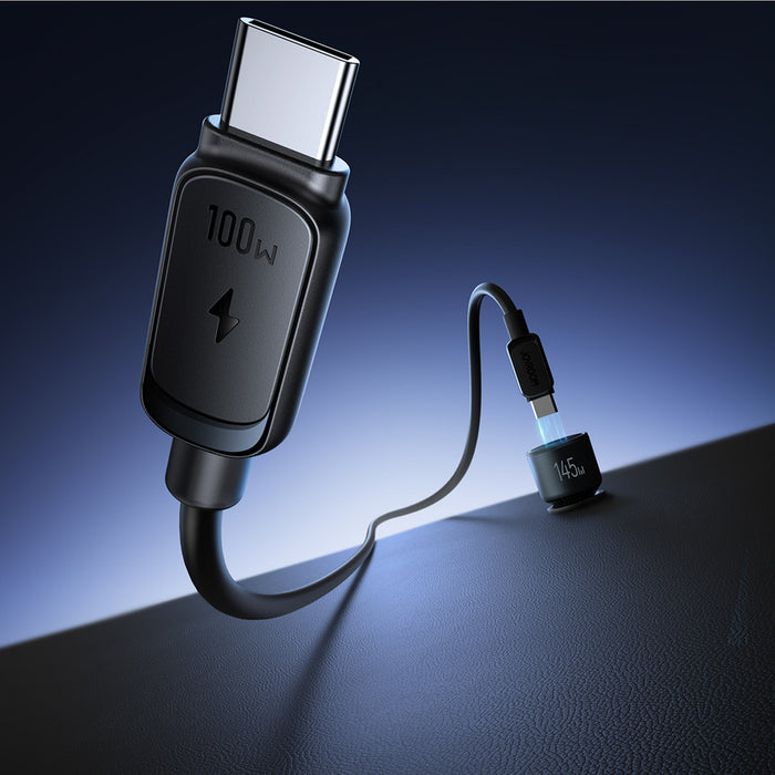 Joyroom JR-CCN07 145W Car Charger 2xUSB-C USB-A + 100W USB-C Cable - Dark Gray