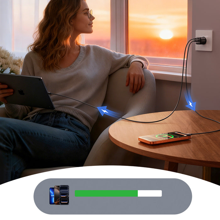Joyroom JR-TG7 33W USB-A + USB-C Wall Charger with 60W USB-C to USB-C 1m Cable - Black