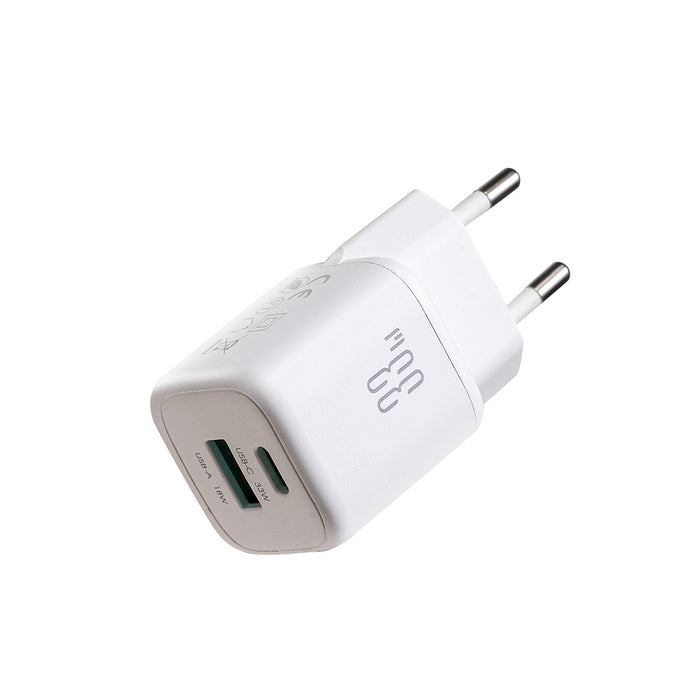 Joyroom JR-TG7 33W USB-A + USB-C wall charger with 30W USB-C - Lightning 1m cable - white