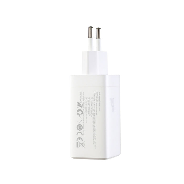 Joyroom JR-TG10 65W GaN 2x USB-C + USB-A wall charger with 65W USB-C - USB-C 1.2m cable - white