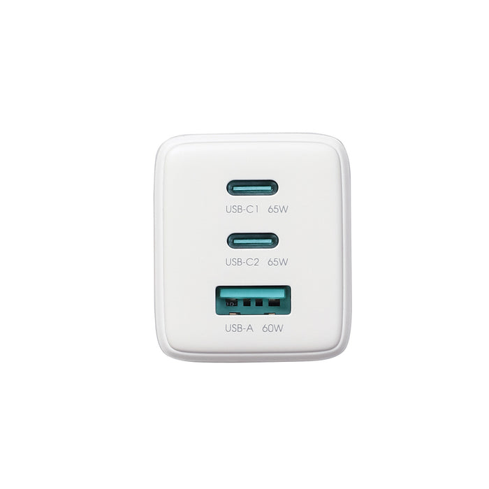 Joyroom JR-TG10 65W GaN 2x USB-C + USB-A wall charger with 65W USB-C - USB-C 1.2m cable - white