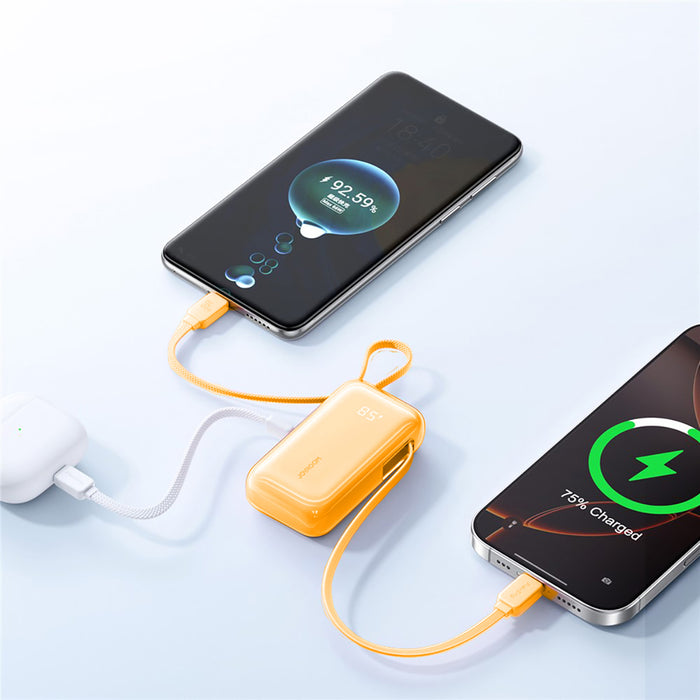 Joyroom JR-PR2 35W 10000mAh Powerbank with Built-in USB-C and Lightning Cables - Orange